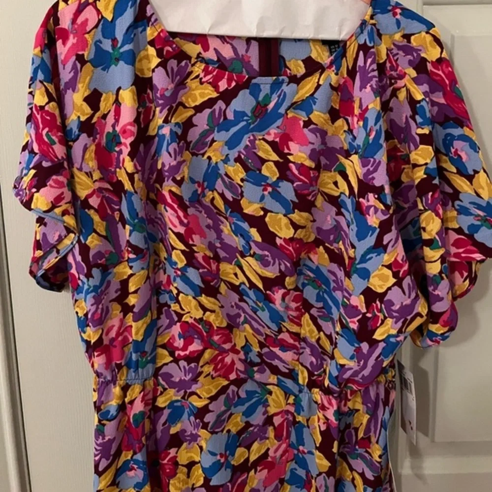 NWT Floral Donna Morgan Short Sleeve Dress Size 12 - Picture 8 of 10